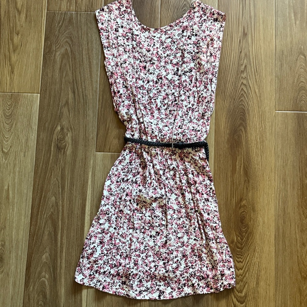 NWT Mango Floral Sleeveless Dress with Belt